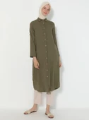 Uzun Kol Yakalı Gofre Mevsimlik ve Yazlık Tunik Haki Hk S Haki thumbnail 6