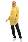 Akasya Şile Bezi Yazlık Tunik Sarı Sarı 3XL Sarı thumbnail 7