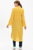 Uzun Kol Yakalı Gofre Mevsimlik ve Yazlık Tunik Sarı Sarı L Sarı thumbnail 2