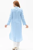 Uzun Kol Yakalı Gofre Mevsimlik ve Yazlık Tunik Buz Mavi 9012 L Buz Mavi thumbnail 2