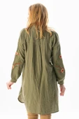 Uzun Kol Deste Gömlek Yaka Yazlık Müslin Tunik Haki Hk L Haki - 2