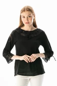Zehra Şile Bezi Yazlık Bluz Siyah Syh XL Siyah - 4
