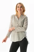 Uzun Kol Şile Bezi Akasya Yazlık Bluz Gri Gri XL Taş thumbnail 5