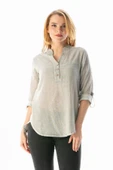 Uzun Kol Şile Bezi Akasya Yazlık Bluz Gri Gri M Taş thumbnail 1