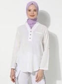 Uzun Kol Şile Bezi Akasya Yazlık Bluz Beyaz Byz 3XL Beyaz - 8