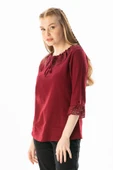 Zehra Şile Bezi Yazlık Bluz Bordo Brd L Bordo - 4