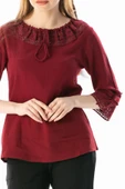 Zehra Şile Bezi Yazlık Bluz Bordo Brd L Bordo - 3