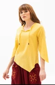 Truvakar Kol Şile Bezi Rodos Yazlık Bluz Sarı Sarı L Sarı - 3