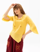 Truvakar Kol Şile Bezi Rodos Yazlık Bluz Sarı Sarı M Sarı thumbnail 1