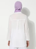 Uzun Kol Şile Bezi Akasya Yazlık Bluz Beyaz Byz 3XL Beyaz - 9