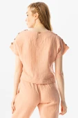 Kısa Kol İzel Yazlık Müslin Bluz Pudra Pdr S Pudra thumbnail 2