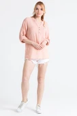 Uzun Kol Asu Yazlık Müslin Bluz Pudra Pdr L/XL Pudra thumbnail 5