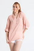 Uzun Kol Asu Yazlık Müslin Bluz Pudra Pdr L/XL Pudra thumbnail 1