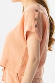 Kısa Kol İzel Yazlık Müslin Bluz Pudra Pdr S Pudra thumbnail 3