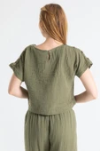 Kısa Kol İzel Yazlık Müslin Bluz Haki Hk M Haki thumbnail 2