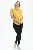 Kısa Kol Şile Bezi Akasya Yazlık Bluz Sarı Sarı XL Sarı thumbnail 4