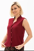 Kolsuz Şile Bezi Arzu Yazlık Bluz Bordo Brd M Bordo - 3