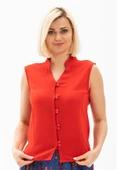 Kolsuz Şile Bezi Arzu Yazlık Bluz Kırmızı Krmz 2XL Kırmızı - 4