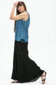 Kolsuz Poplin Zeyno Yazlık Bluz İndigo indg L İndigo - 5