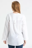 Uzun Kol Asu Yazlık Müslin Bluz Beyaz Byz 4XL/5XL Beyaz - 2