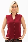 Kolsuz Şile Bezi Arzu Yazlık Bluz Bordo Brd M Bordo - 4