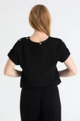 Kısa Kol İzel Yazlık Müslin Bluz Siyah Syh L Siyah thumbnail 2