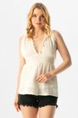Askılı Köy Bezi Belinda Degaje Yaka Yazlık Bluz Krem Krm S Krem thumbnail 1