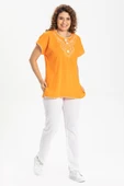 Kısa Kol Şile Bezi Naz Yazlık Bluz Turuncu Trnc L Turuncu - 1