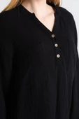 Uzun Kol Asu Yazlık Müslin Bluz Siyah Syh 2XL-3XL Siyah thumbnail 3