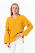 Uzun Kol Asu Yazlık Müslin Bluz Hardal Hrd 2XL-3XL Hardal thumbnail 1