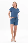 Kısa Kol İzel Yazlık Müslin Bluz İndigo indg S İndigo thumbnail 5