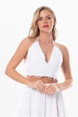 Göcek Bağlama Detaylı Yazlık Müslin Büstiyer Beyaz Byz M Beyaz - 1