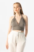 Göcek Bağlama Detaylı Yazlık Müslin Büstiyer Gri Gri L Gri thumbnail 4