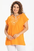 Kısa Kol Şile Bezi Naz Yazlık Bluz Turuncu Trnc M Turuncu thumbnail 4