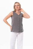 Kolsuz Melis Yazlık Müslin Bluz Gri Gri 3XL Gri thumbnail 1