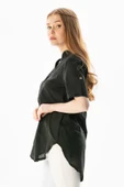Kısa Kol Şile Bezi Akasya Yazlık Bluz Siyah Syh XL Siyah thumbnail 4