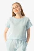 Kısa Kol İzel Yazlık Müslin Bluz Buz Mavi Bmv S Buz Mavi thumbnail 1
