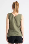 Kolsuz Melis Yazlık Müslin Bluz Haki Hk 3XL Haki thumbnail 2