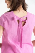 Kısa Kol Şile Bezi Ecem Yazlık Bluz Pembe Pmb XS Pembe thumbnail 3