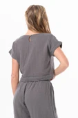 Kısa Kol İzel Yazlık Müslin Bluz Gri Gri S Gri - 2