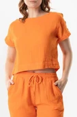 Kısa Kol İzel Yazlık Müslin Bluz Turuncu Trnc L Turuncu thumbnail 3