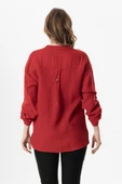 Uzun Kol Asu Yazlık Müslin Bluz Kırmızı Krmz L/XL Kırmızı thumbnail 2