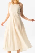 Askılı Şile Bezi Sima Uzun Yazlık Elbise Krem Krm L Krem thumbnail 3