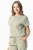 Kısa Kol İzel Yazlık Müslin Bluz Zeytin Yeşili Zytnysl XL Zeytin Yeşili thumbnail 1
