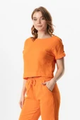 Kısa Kol İzel Yazlık Müslin Bluz Turuncu Trnc S Turuncu thumbnail 1