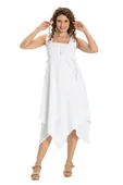 Kolsuz Şile Bezi Üçgen Katlı Midi Boy Yazlık Elbise Beyaz Byz M Beyaz thumbnail 5