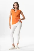 Kolsuz V Yaka Berrin Güpür Detaylı Müslin Yazlık Bluz Turuncu Trnc 3XL Turuncu thumbnail 5
