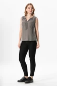 Kolsuz V Yaka Berrin Güpür Detaylı Müslin Yazlık Bluz Gri Gri L Gri thumbnail 5