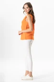Kolsuz V Yaka Berrin Güpür Detaylı Müslin Yazlık Bluz Turuncu Trnc 3XL Turuncu thumbnail 6