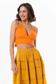 Göcek Bağlama Detaylı Yazlık Müslin Büstiyer Turuncu Trnc 2XL Turuncu thumbnail 4